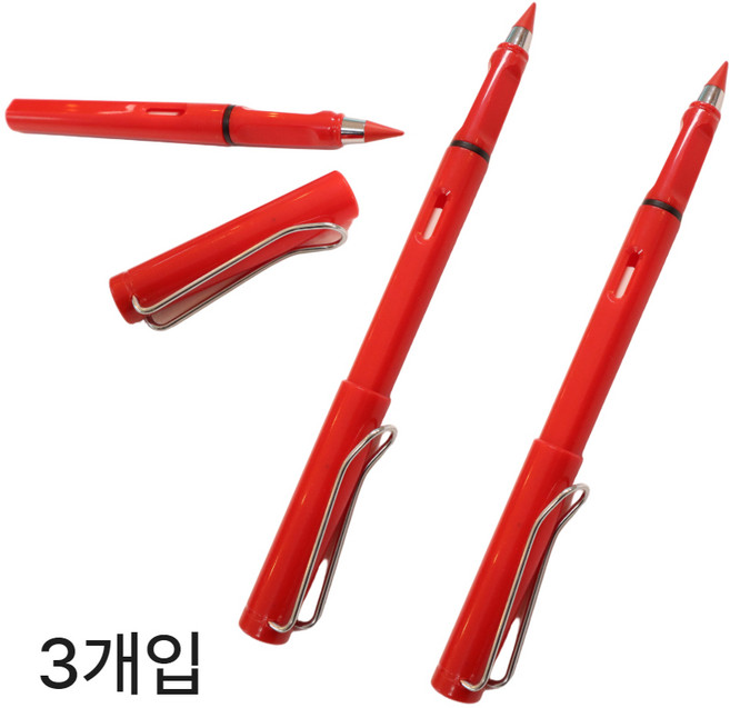 드림널스 깎지 않는 무한 연필 채점용 색연필 심 빨강색 (레드) 3개 1SET, 3개입