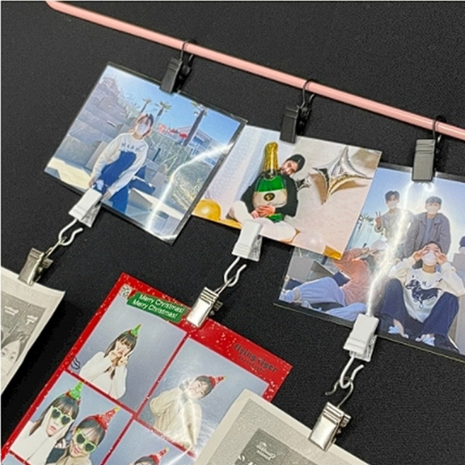 포토걸이 사진으로꾸미기 인생네컷 폴라로이드집게 걸기, 블랙, 1개