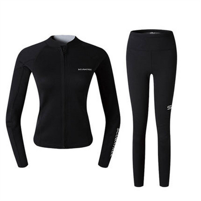 1mm 웻슈트 프리다이빙 슈트 바다 수영 서핑 스쿠버 슬림 자켓, 블랙 긴 바지