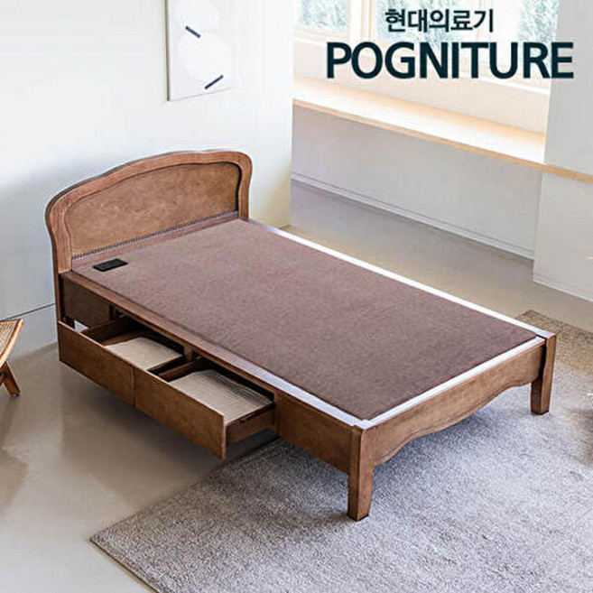현대의료기 [SK단독] HD G206V2SS 서랍형 슈퍼싱글 홍맥반석 돌침대, 브라운