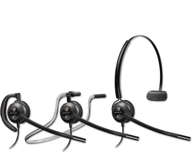 Plantronics EncorePro HW540 컨버터블 헤드셋 붐마이크 포함 유선 컨버터블3가지 착용 스타일 PC 및또는 데스크폰에 연결 원사이즈 블랙, Headset, 단일옵션, 단일옵션