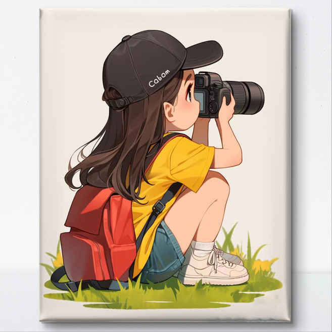 서은이네 국내제작 캔버스형 비즈 십자수, NE28-카메라 소녀40x50cm, 1세트