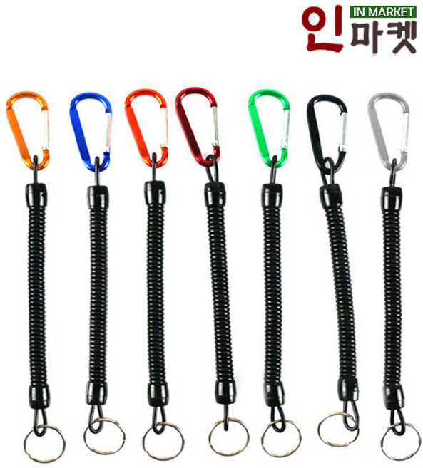 벌크 스프링줄 1M 분실방지 안전 고리 카라비너 열쇠, 벌크 스프링줄 1m 블랙, 1개
