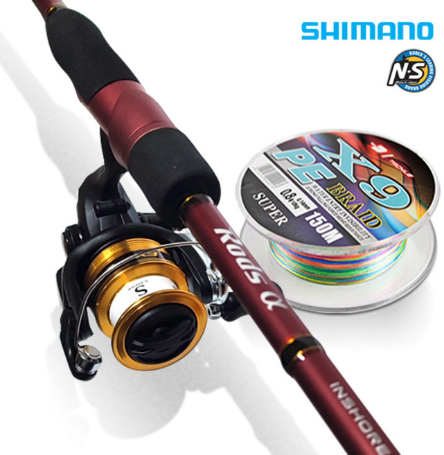 시마노 FX 인쇼어 콤보 / 바다 루어낚시세트 광어 우럭 농어 볼락 무늬오징어, B세트, 라인세팅