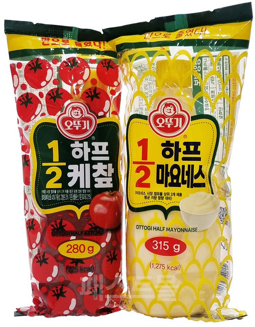 오뚜기 1/2 하프케찹 + 1/2 하프마요네스 세트, 1세트, 595g
