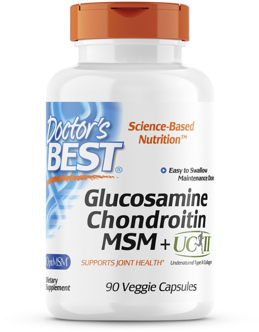 Doctor's BEST 葡萄糖胺軟骨素MSM&UC II素食膠囊, 90顆, 1罐