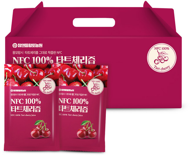 참앤들황토농원 NFC 100% 타트체리 주스 착즙 원액 70ml 30포, 2박스