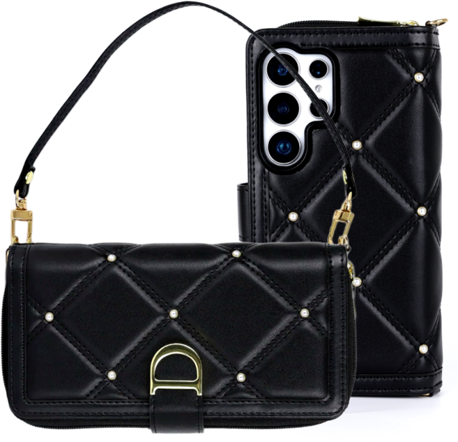 베르디 진주 지퍼 지갑형 다이어리 케이스 휴대폰 지갑 케이스 + 스트랩 포함