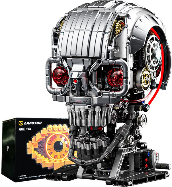 라푸유 막마 해골 MOC블록 LED포함 움직이는 캐릭터 악마피규어 흑기사 해골장난감 해골 블럭 No.13089, 1개