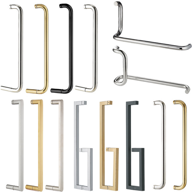 샤워부스손잡이 모음 크롬 실버 골드 블랙 450mm 타월바 욕실 화장실 유리문손잡이, 03. A타입-검정 22×450×50mm, 1개
