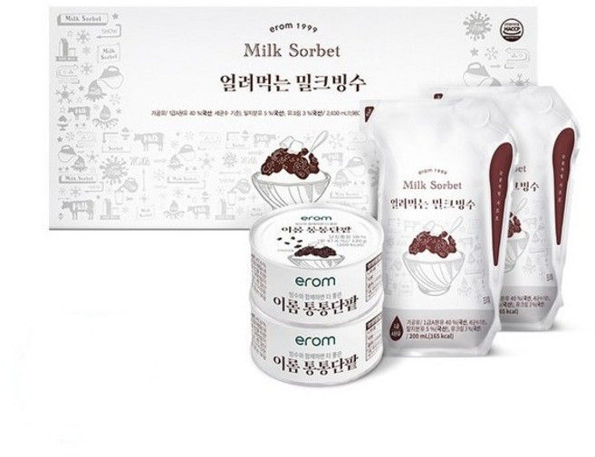 이롬 얼려먹는 밀크빙수 + 통통단팥, 12개, 200ml