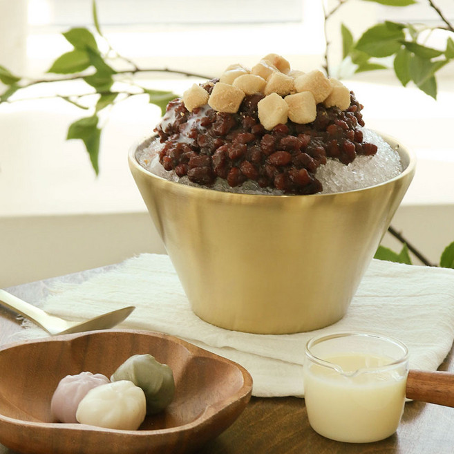 (금빛-티타늄 빙수 그릇) 팥빙수 화채 카페 그릇 용기 아이스크림 컵 식기 세트 스텐 디저트 접시 볼, 1개, 지르코늄 골드