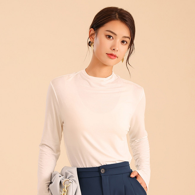 【OniWear】蘆薈半高領打底衣 薄長袖 親膚透氣 內搭保暖上衣