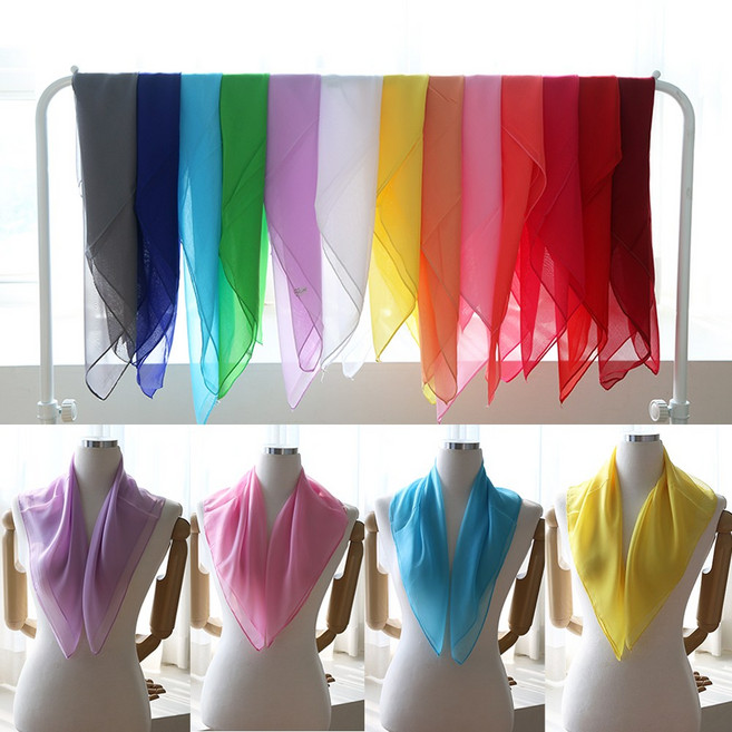 단색 파스텔 쁘띠 쉬폰 스카프 미니 목 스카프 간절기 단체 여성 여자
