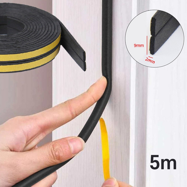 바이트 문 틈새막이 5m I형, 블랙, 1개