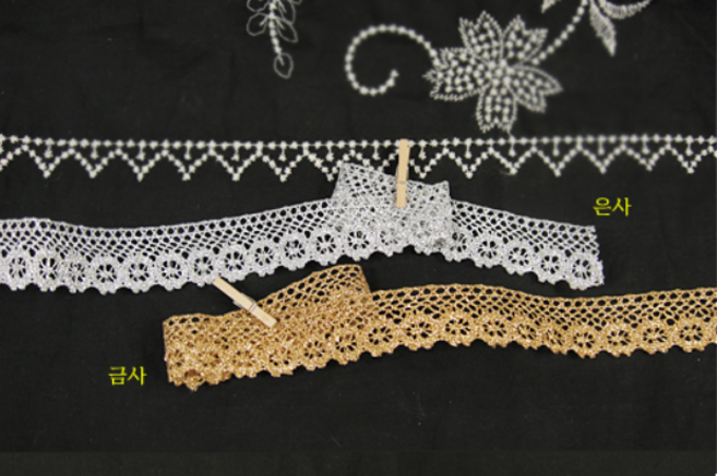 릴리패브릭 토션레이스]꽃가라소-금사은사, 은사, 1개