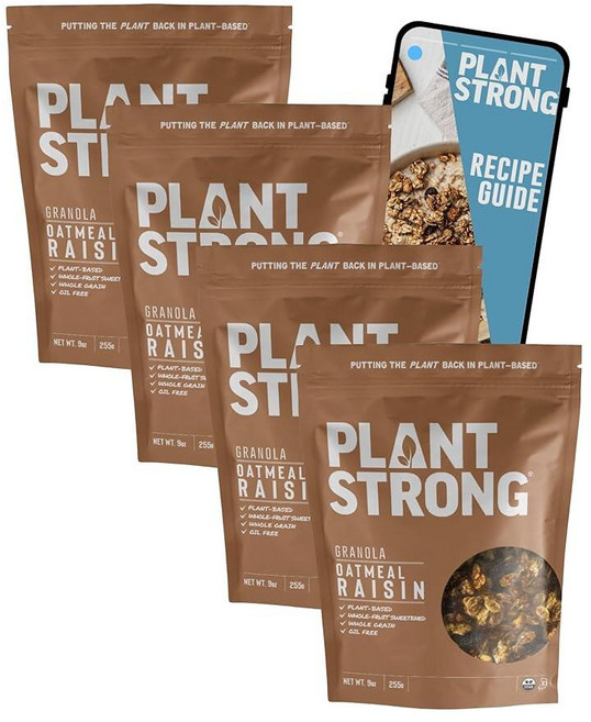 PLANTSTRONG Classic Oatmeal Raisin Cookie Granola – New & Improved Crunch Whole Grain Oil-Free Gr