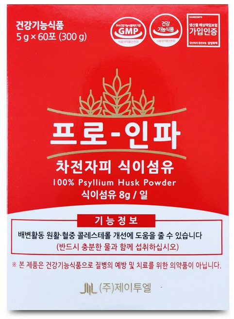 인파실 차전자피 식이섬유 건강기능식품 프로인파 60포, 1개, 300g