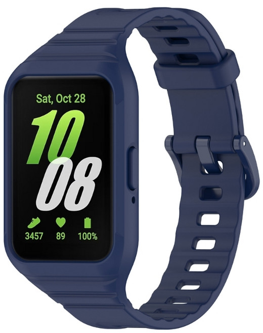 3개의 시계 밴드를 위한 실리콘 스트랩 교체용 시계 하우징 유연한 벨트 케이스 시계 액세서리 장착, Midnight blue, 1개