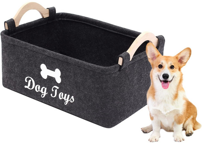 HahnRay강아지 장난감 수납함 강아지용품 정리함 접이식 펠트수납함, 1개
