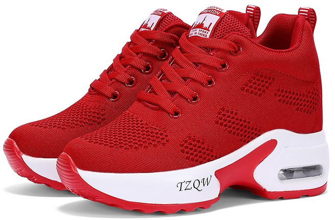 TZQW 여성 캐주얼 에어쿠션 9cm 키높이 운동화 런닝화 여자 키높이 운동화