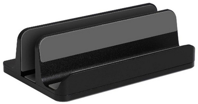 감성공장 버티컬 노트북 맥북 아이패드 태플릿 수직 거치대 스탠드 받침대 알루미늄 클램쉘, 2슬롯 블랙, 1개