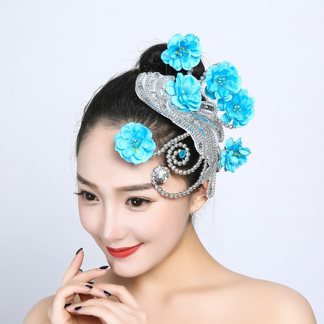 2개 화려한 댄스악세사리 아랑 고고 장구 머리장식 눈에띄는 헤어, 1개, AQ