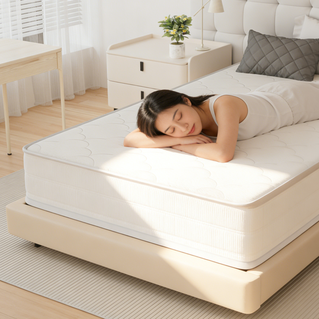 무음 포켓스프링 침대 매트리스 화이트 1인용 200x110cm, 단단한, 18cm