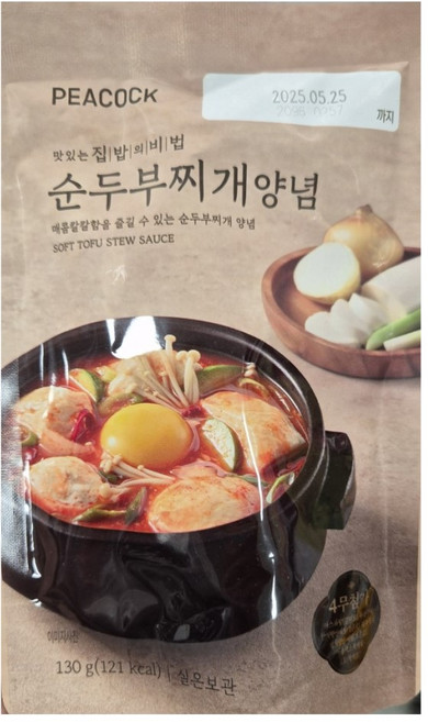 피코크 순두부찌개 양념 130g, 1개