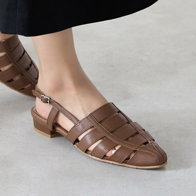제이슈 지쎄수제화 고트가죽 벨즈 슬링백 플랫 샌들 3cm