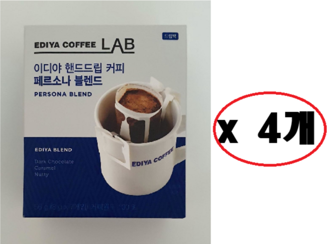 이디야 핸드드립 페르소나 블렌드 드립커피 7p, 8g, 7개입, 4개