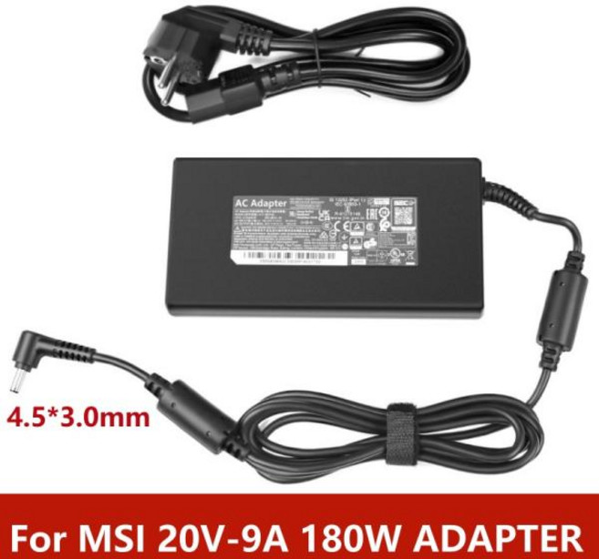 MSI 크리에이터용 AC 노트북 전원 어댑터 충전기 M16 스텔스 15M 크로스 헤어 소드 15 17 GF66 GF76 GL66 GL76 A17-180P4B 20V 9A 180W, 04 without AC Cable