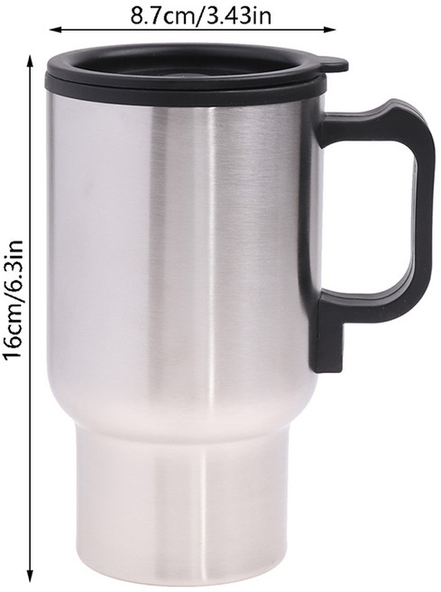 스테인레스 스틸 차량 가열 컵 전기 난방 자동차 주전자 커피 머그잔 USB 보온병 12V 450ml, 1) one 사이즈