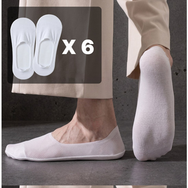 글로즈온 남성용 6켤레 안벗겨지는 여름 덧신 페이크삭스 양말