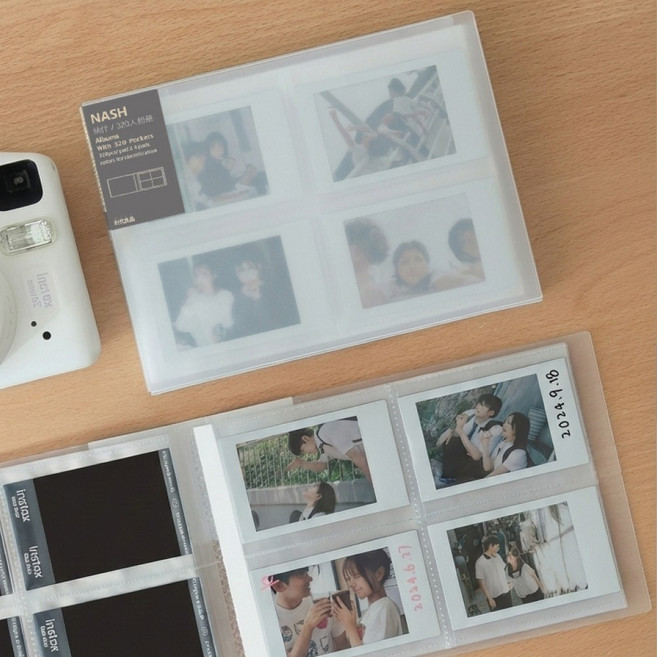 NIVORY 4칸 320매 추억 포토앨범 인생 사진첩 네컷 폴라로이드 카드 바인더 스티커사진 연예인 포토카드 명함집, 화이트