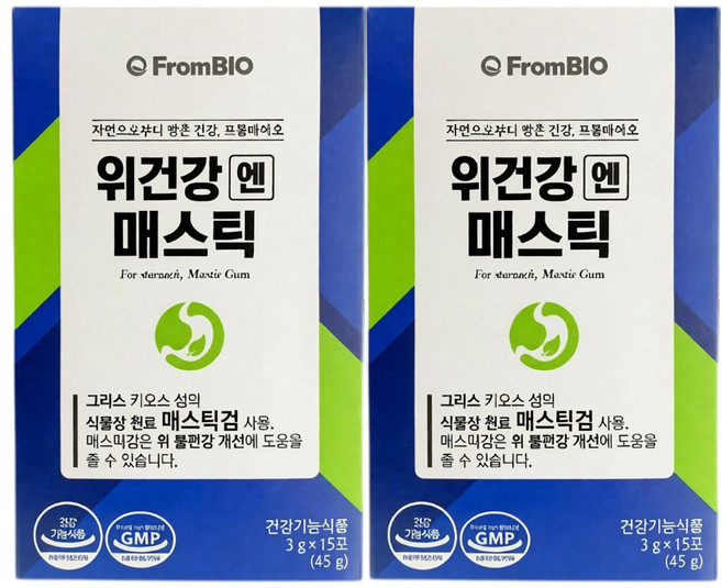 프롬바이오 위 앤 장엔 매스틱 유산균, 15회분, 45g, 2개