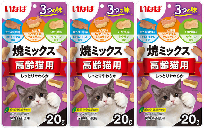 이나바 야끼믹스 닭가슴살 져키 고양이 간식, 3개, 20g, QSC-118/고령묘