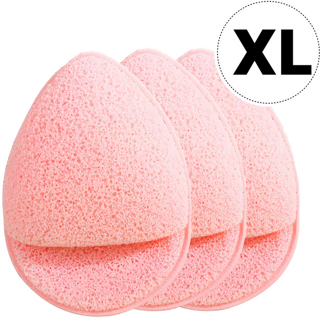 PDG 블랙헤드 전용 모공 클렌징 스펀지 세안 퍼프 XL, 3개, 핑크색