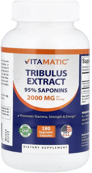 몸관리하세요 겨울입니다 Vitamatic 트리블러스 추출물 베지 캡슐 180정(캡슐 1정당 666mg) 특별관리진행, Vitamatic트리블러스추출물베지캡슐180정캡슐1정당, 1개 - 쿠팡