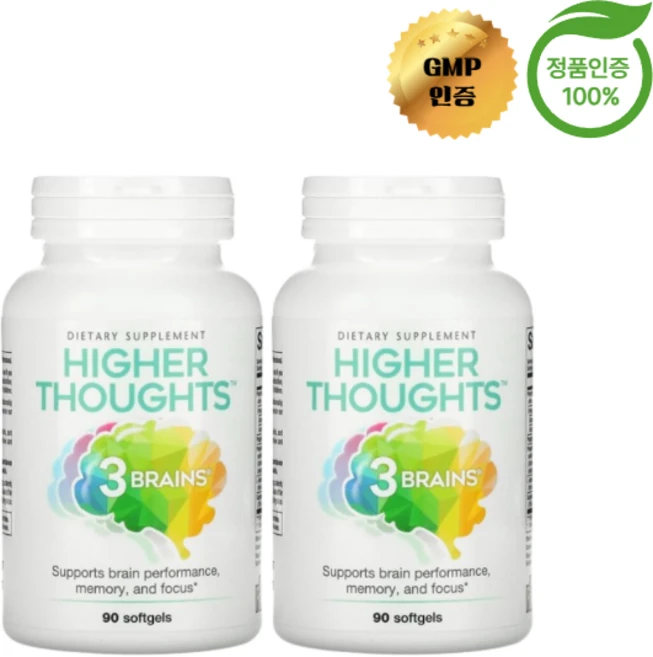 1+1 내추럴 팩터스 3 Brains Higher Thoughts 포스파티딜콜린 소프트젤 90정, 2개 - 쿠팡