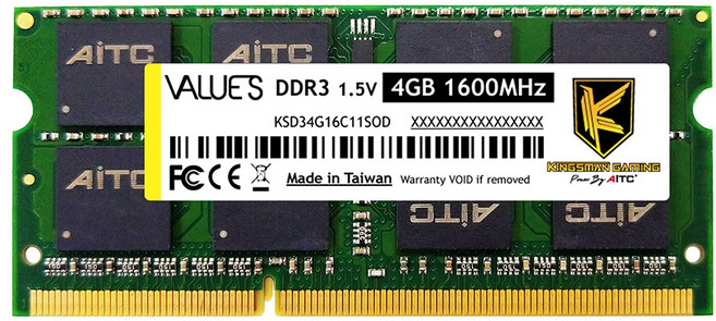 AITC 艾格 Value S DDR3 8GB 筆記型電腦記憶體 雙通道, DDR3 1600 1.5V, 2個
