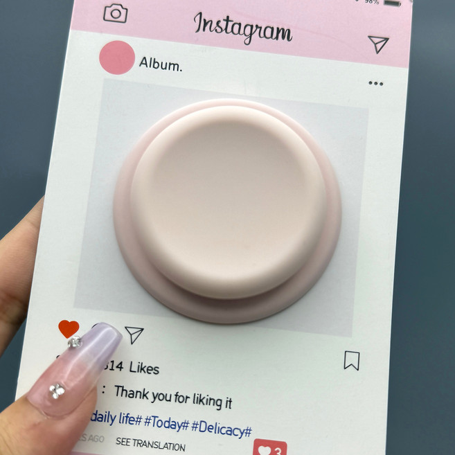 SUKI 자력강화 투명 하트 맥세이프 호환 그립톡, 핑크