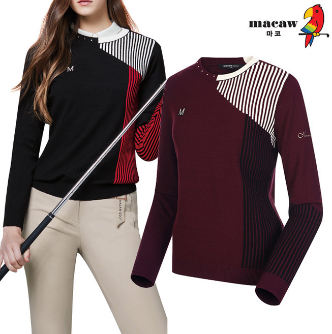 (여성)ST배색 라운드넥 니트 _MMW3SW61