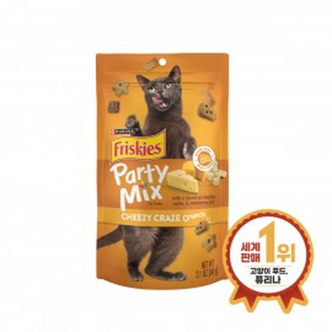 (2개묶음)퓨리나 프리스키 파티믹스 치즈크레이지, 2개, 60g, 치즈 크레이지