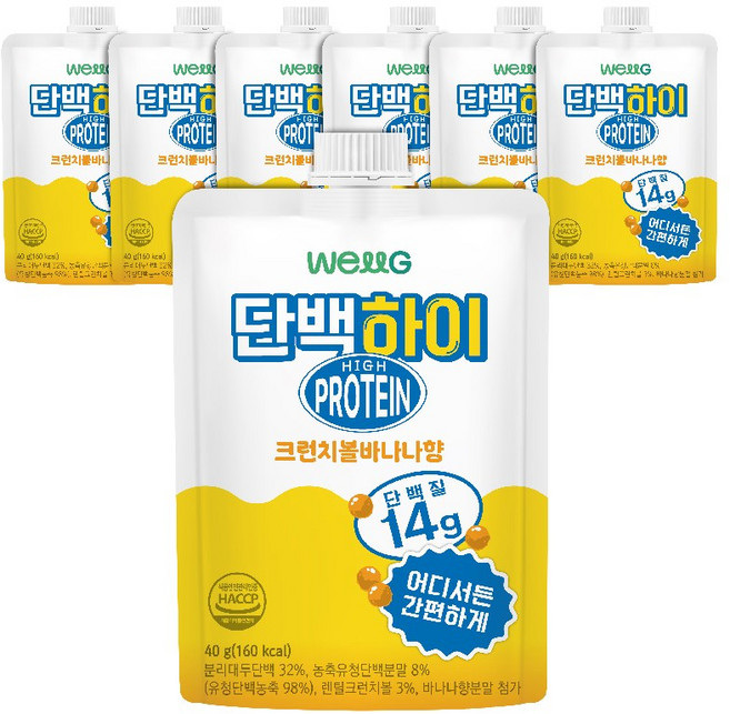 웰그린) 단백하이 크런치볼바나나향, 7개, 40g