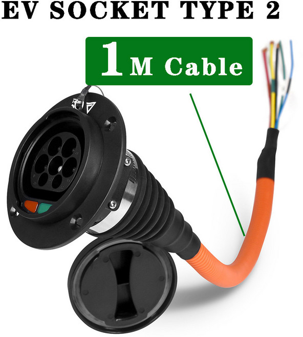 6A 32A M 코드가있는 전기 자동차 충전 소켓 EV 유형 2 IEC62 96 커넥터 AC, 1개