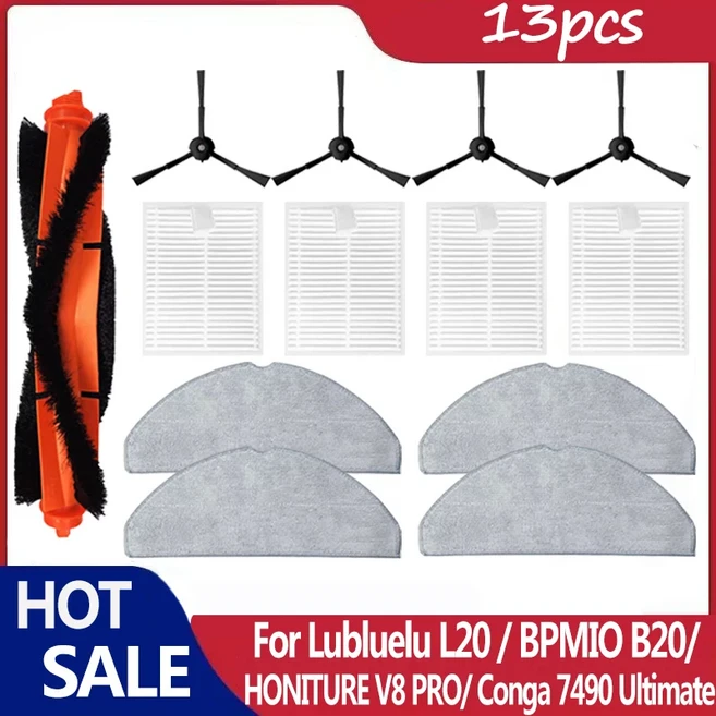 루블루 L20 / 호니처 V8 Pro 에어진 로봇 교체용 메인 사이드 브러시 HEPA 필터 패드 예비 부품, 02 set2