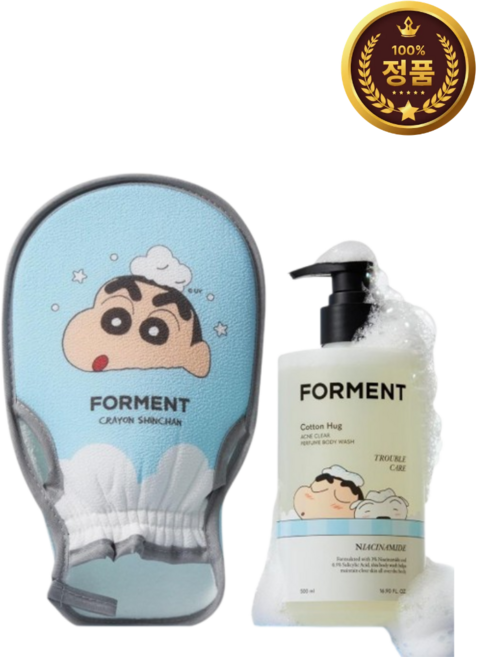 (+짱구 목욕장갑 증정) [NEW] 포맨트 아크네 퍼퓸샤워 코튼허그 짱구에디션 / 한정판, 500ml, 1개