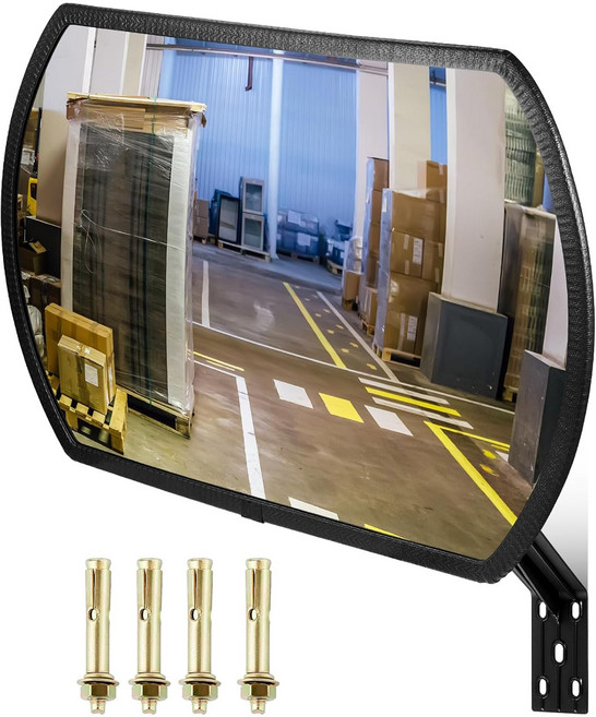 Geetery 1대 18인치 X 12인치 차고 거울 볼록 보안 실외 원형 직사각형 아크릴 교통 코너 사각지대 진입로 보호 필름 포함, 30" x 20", 1