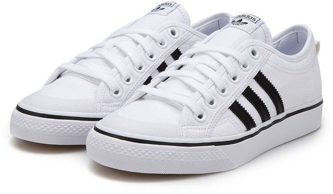 아디다스 오리지널 니짜 남여공용 검흰 흰검 캔버스 스니커즈